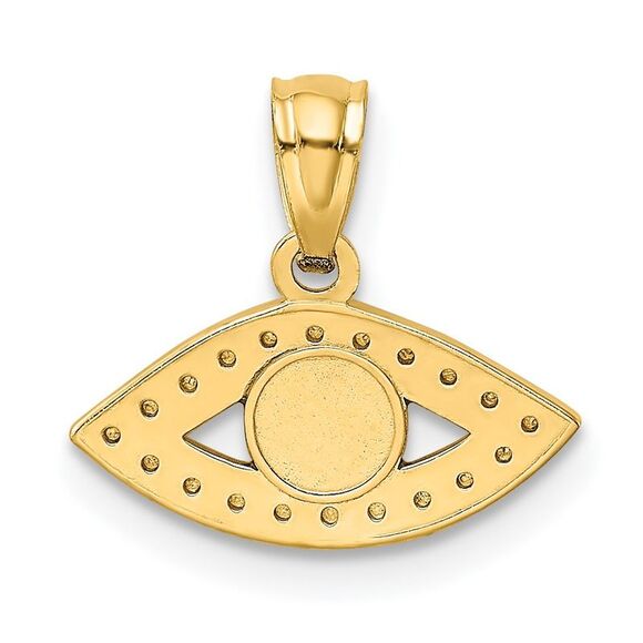 14k Yellow Gold and Enameled SMALL Evil Eye Pendant, 14mm (9/16 Inch) - Picture 3 of 5